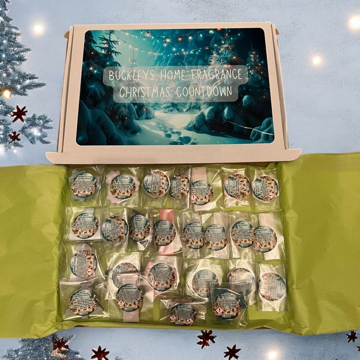 25 Day Countdown To Christmas Waxmelt Boxes - Highly Scented & Long Lasting - Made With 100% Rapeseed & Coconut Wax